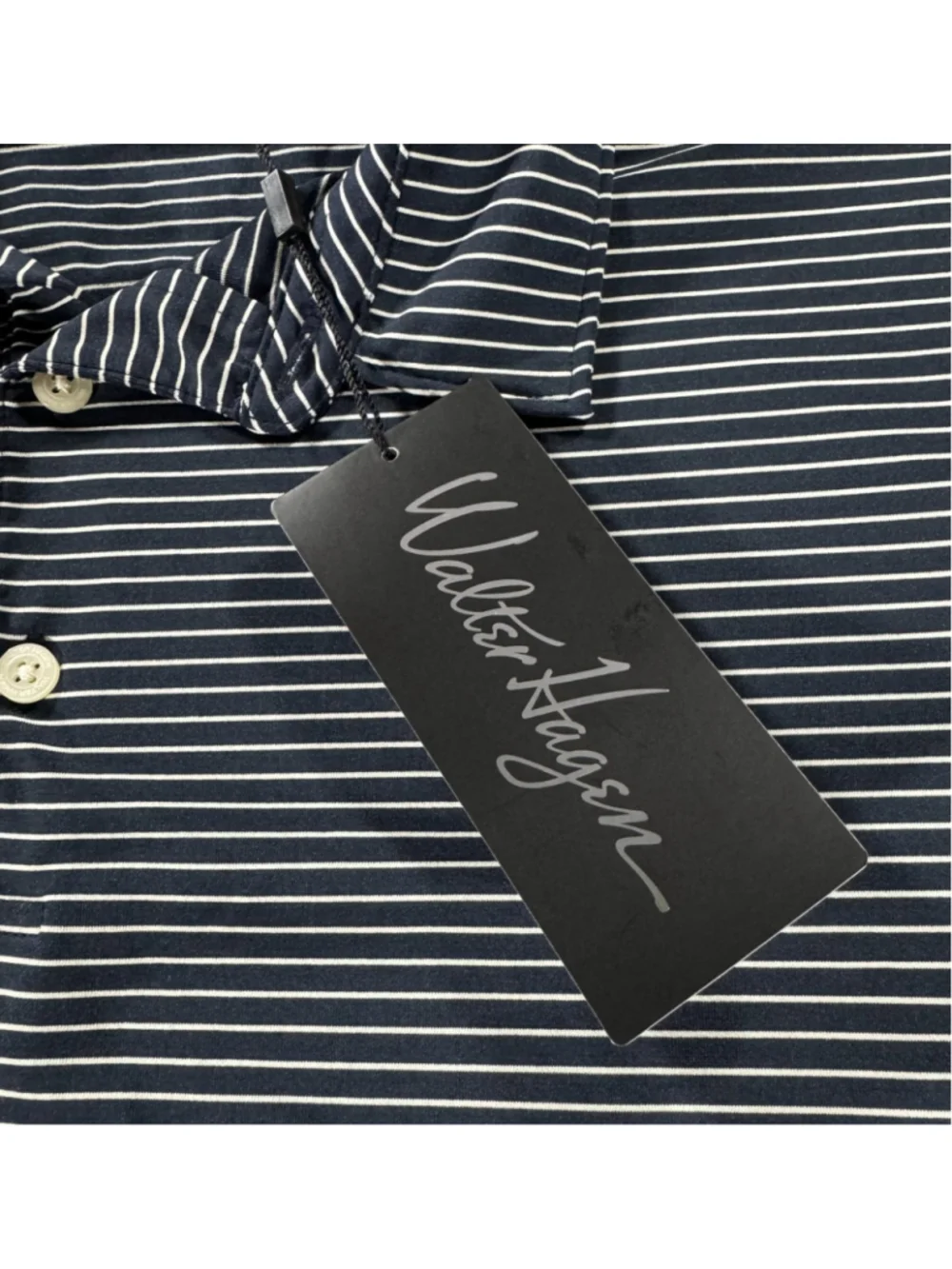 Walter Hagan Mens Navy Striped Polo Size Medium New With Tags Original Price $55